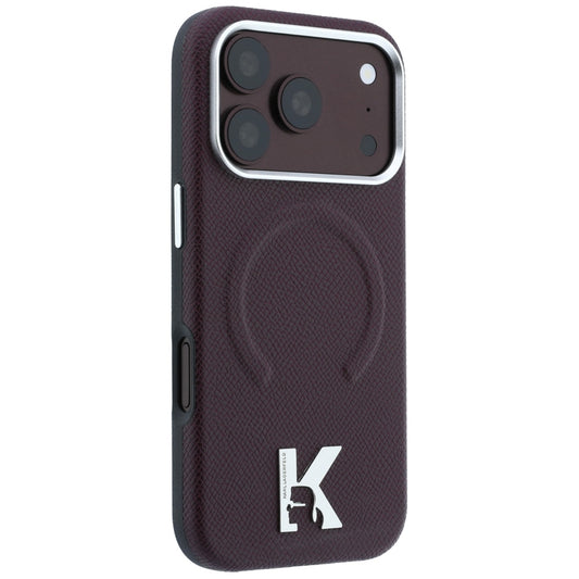 Ovitek MagSafe za Apple iPhone 18 Pro / 17 Pro, Karl Lagerfeld, zrnast reliefni obroč, bordo