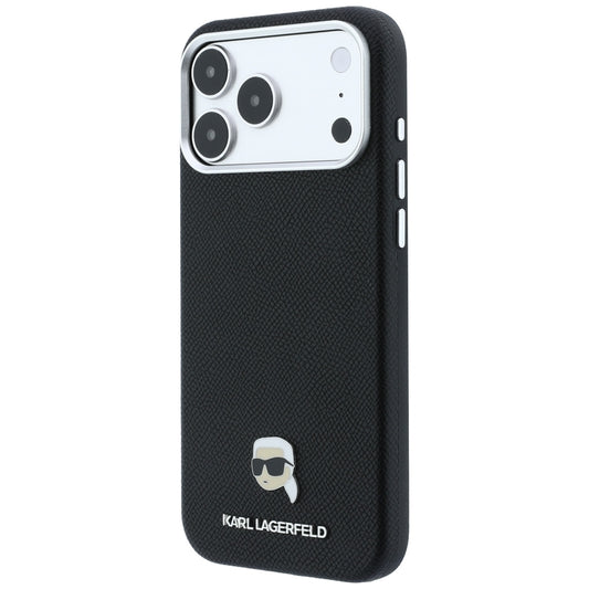 MagSafe ovitek za Apple iPhone 18 Pro / 17 Pro, Karl Lagerfeld, zrnata kovina Karl Head, črna