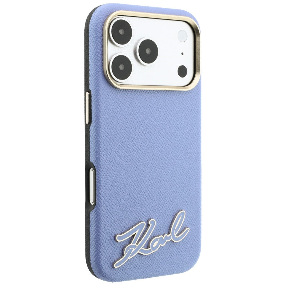 MagSafe ovitek za Apple iPhone 18 Pro / 17 Pro, Karl Lagerfeld, zrnast smolni znak logotipa, modra
