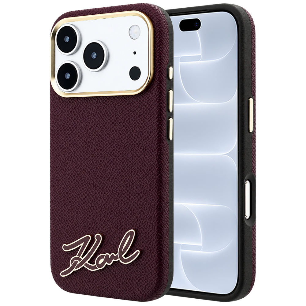 Ovitek MagSafe za Apple iPhone 18 Pro / 17 Pro, Karl Lagerfeld, Zrnati smolasti znak logotipa, Vijoličen