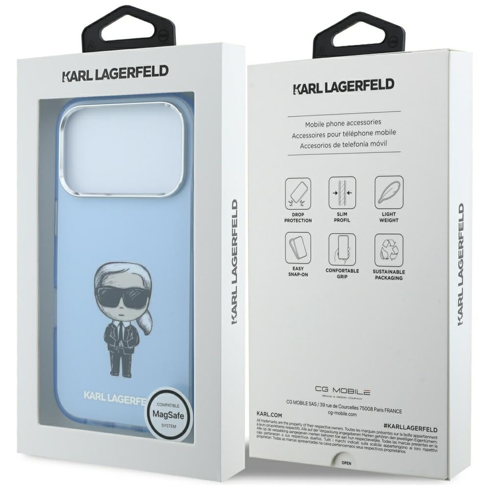 MagSafe ovitek za Apple iPhone 18 Pro / 17 Pro, Karl Lagerfeld, HC IML Ikonik Sketch Print, modra