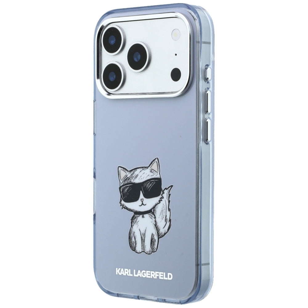 MagSafe ovitek za Apple iPhone 18 Pro / 17 Pro, Karl Lagerfeld, IML Choupette Body Sketch Print, modra