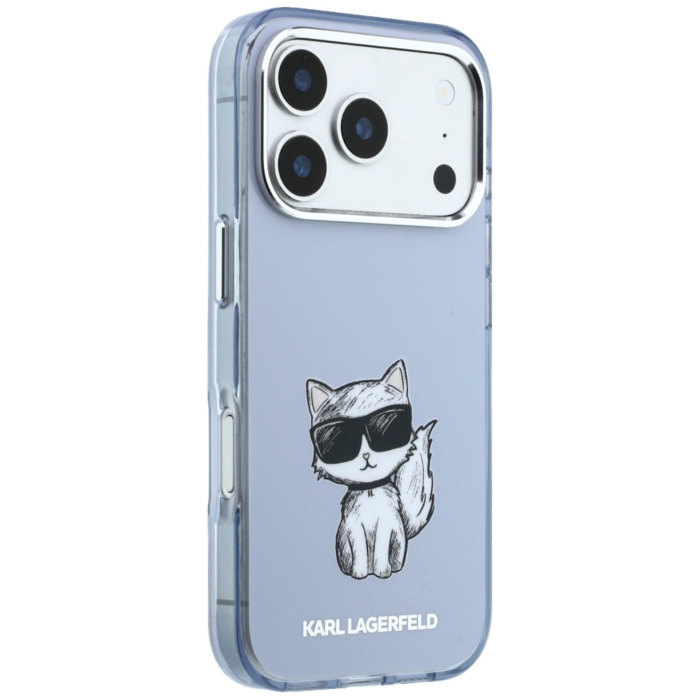 MagSafe ovitek za Apple iPhone 18 Pro / 17 Pro, Karl Lagerfeld, IML Choupette Body Sketch Print, modra