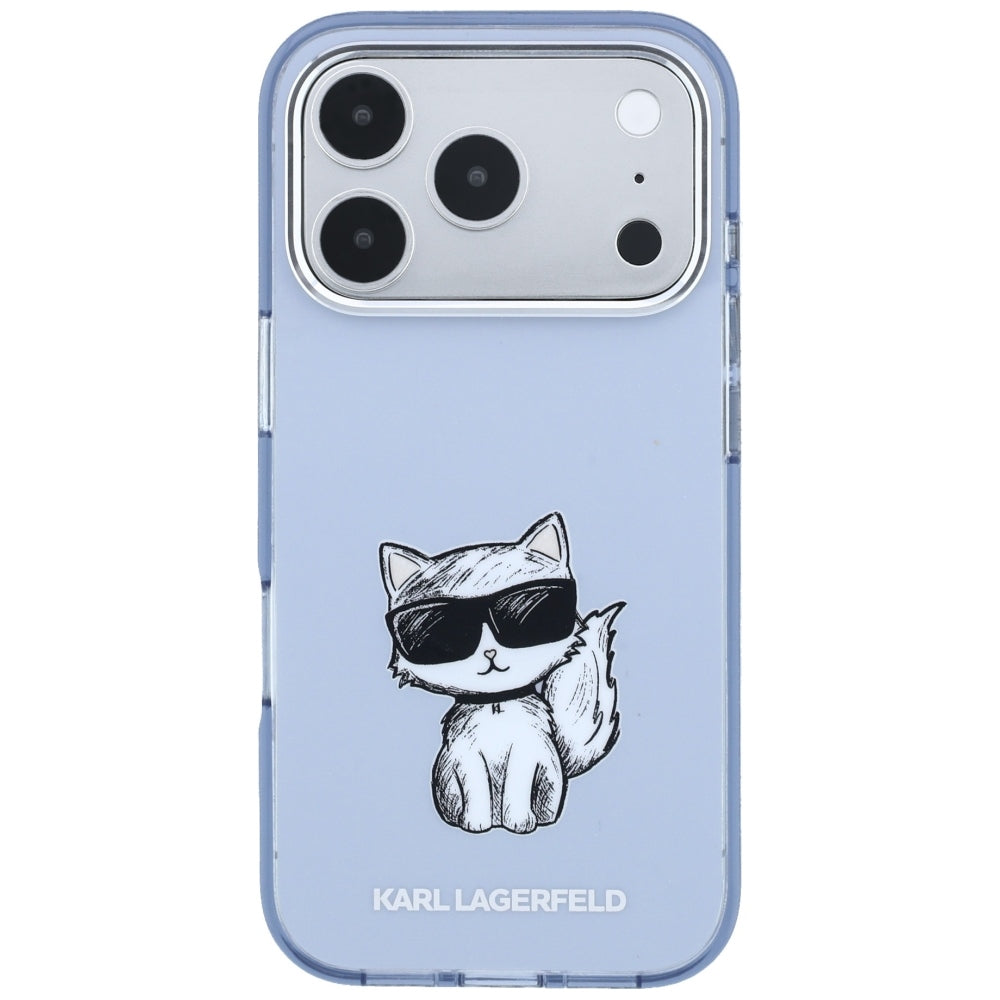 MagSafe ovitek za Apple iPhone 18 Pro / 17 Pro, Karl Lagerfeld, IML Choupette Body Sketch Print, modra