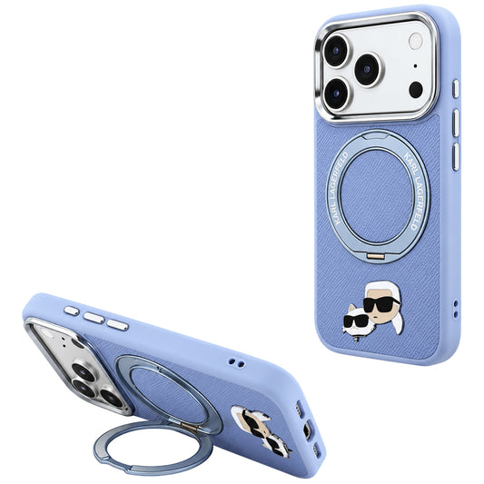 MagSafe ovitek za Apple iPhone 18 Pro / 17 Pro, Karl Lagerfeld, Ring Stand 360 Karl & Choupette Pin, modra