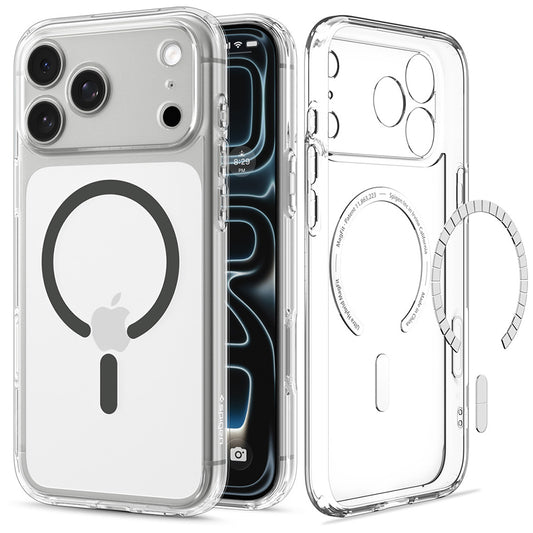 Ovitek MagSafe za Apple iPhone 18 Pro / 17 Pro, Spigen, Ultra Hybrid, Siva prosojna ACS12156