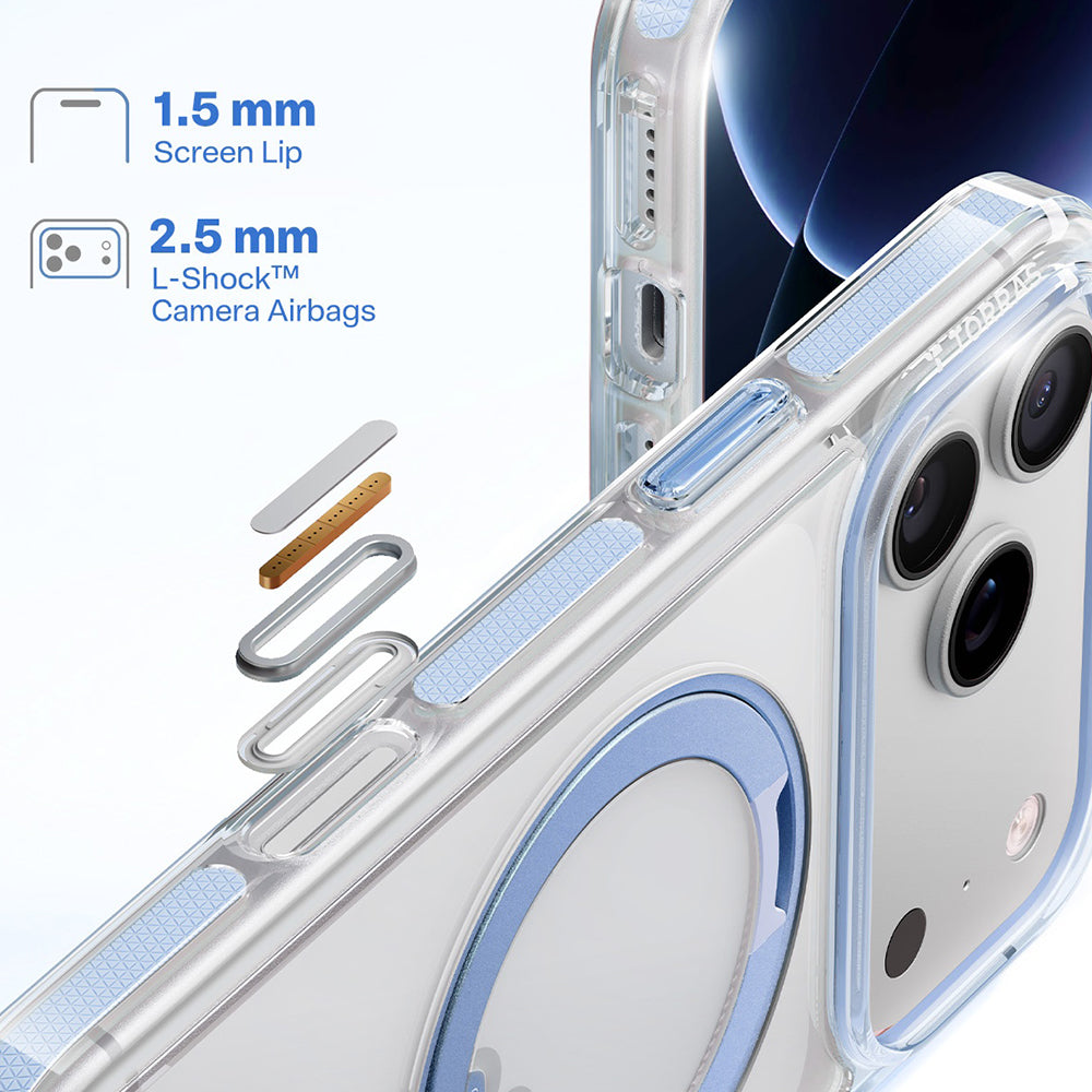 MagSafe ovitek za Apple iPhone 18 Pro / 17 Pro, Torras, Ostand O3 Light, modra