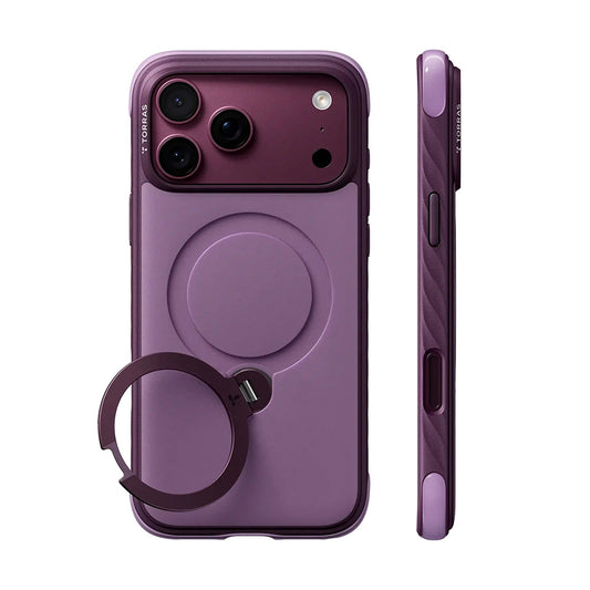 MagSafe ovitek za Apple iPhone 18 Pro / 17 Pro, Torras, Ostand Q3 Rugged, Vijoličen