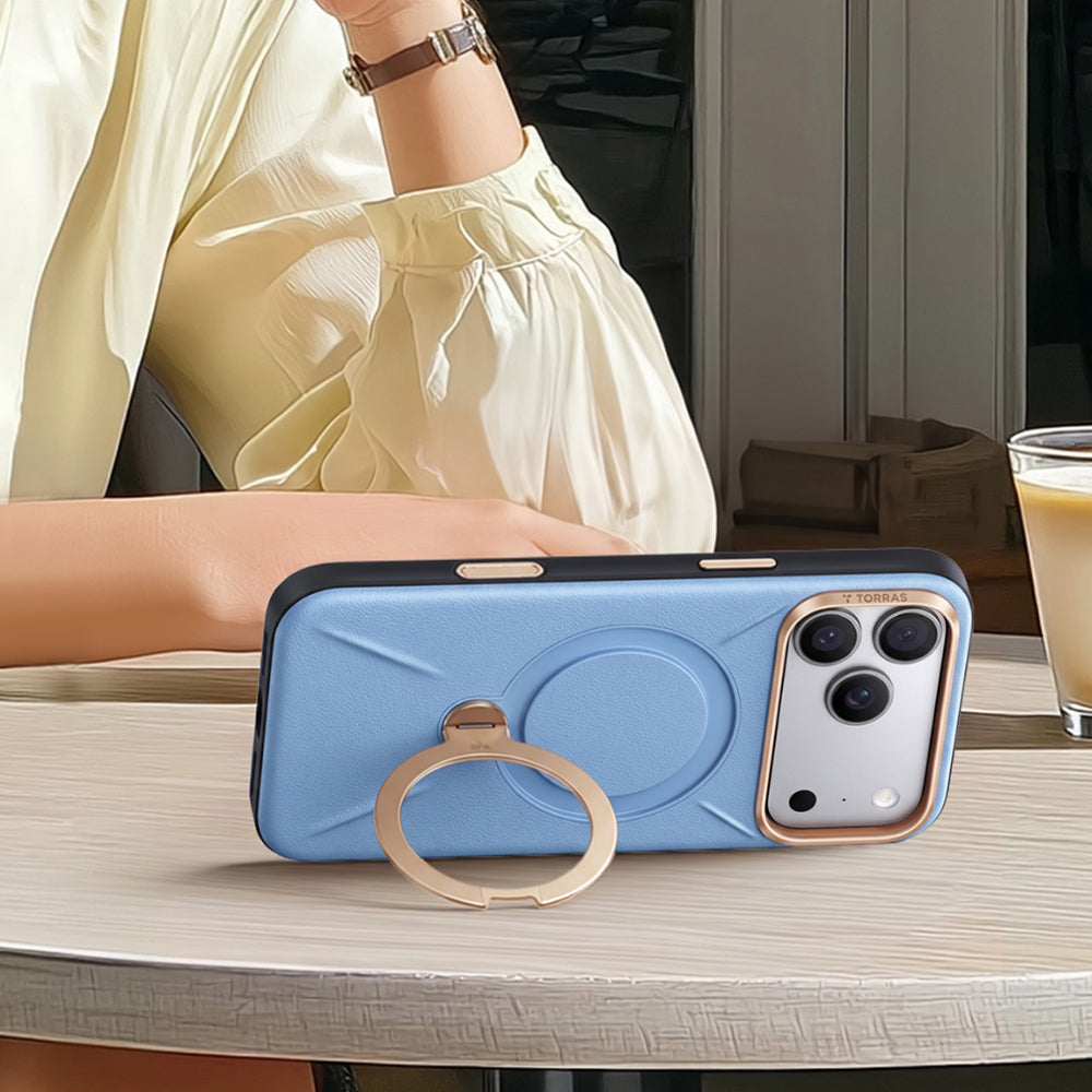 MagSafe ovitek za Apple iPhone 18 Pro / 17 Pro, Torras, QPRO usnje, modra