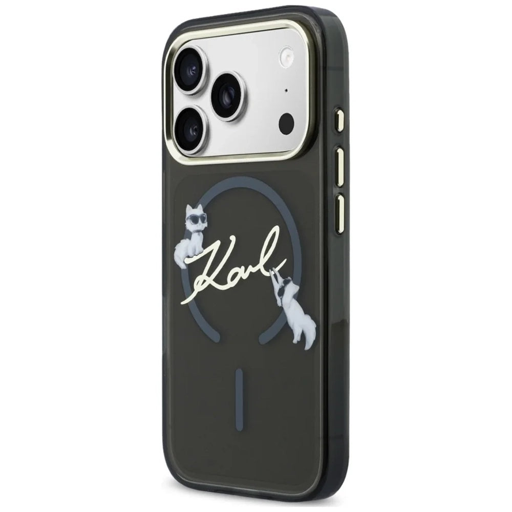 MagSafe ovitek za Apple iPhone 18 Pro, Karl Lagerfeld, IML Choupette Karl Script Logo, Črn