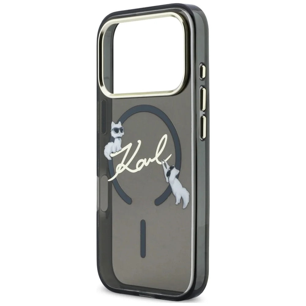 MagSafe ovitek za Apple iPhone 18 Pro, Karl Lagerfeld, IML Choupette Karl Script Logo, Črn