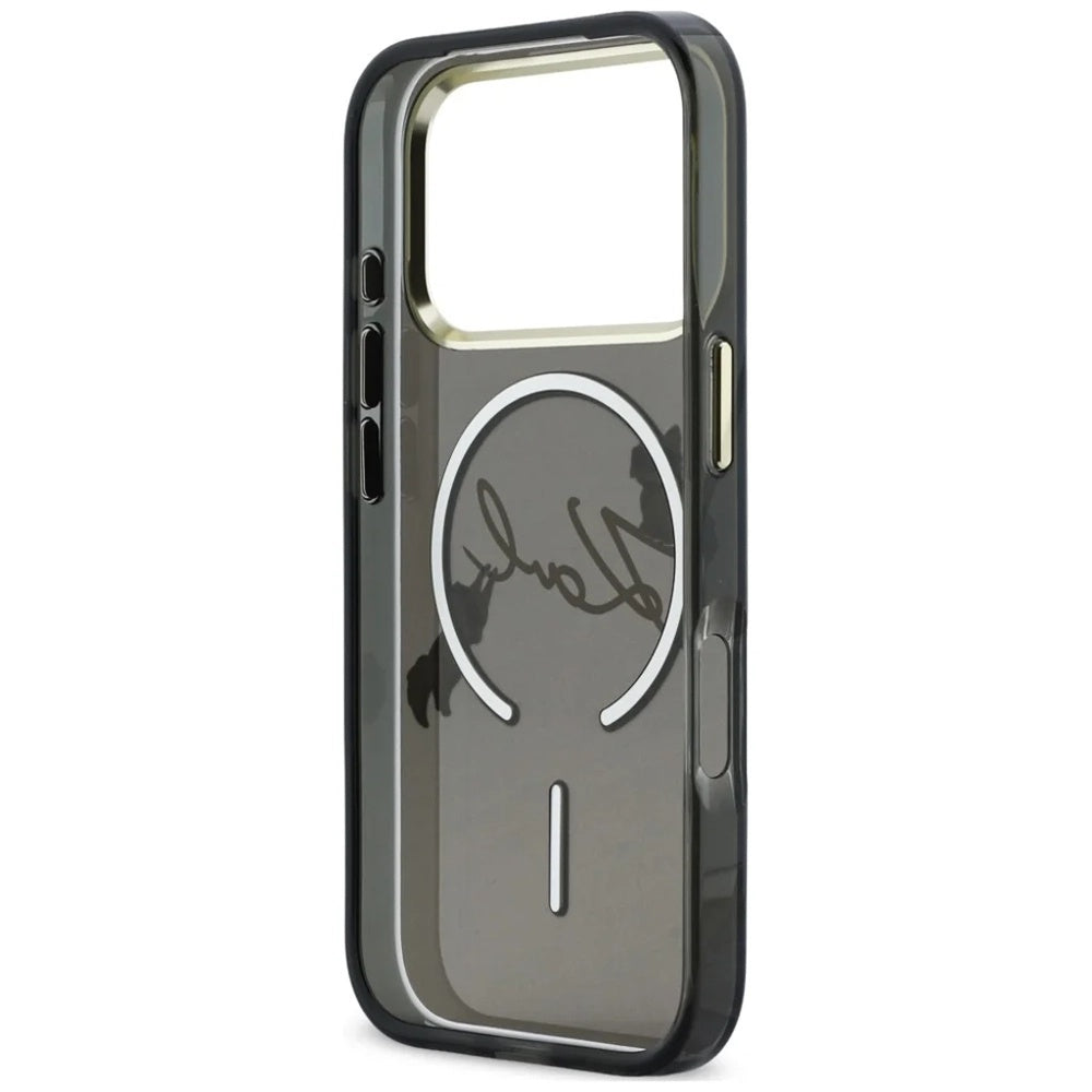 MagSafe ovitek za Apple iPhone 18 Pro, Karl Lagerfeld, IML Choupette Karl Script Logo, Črn