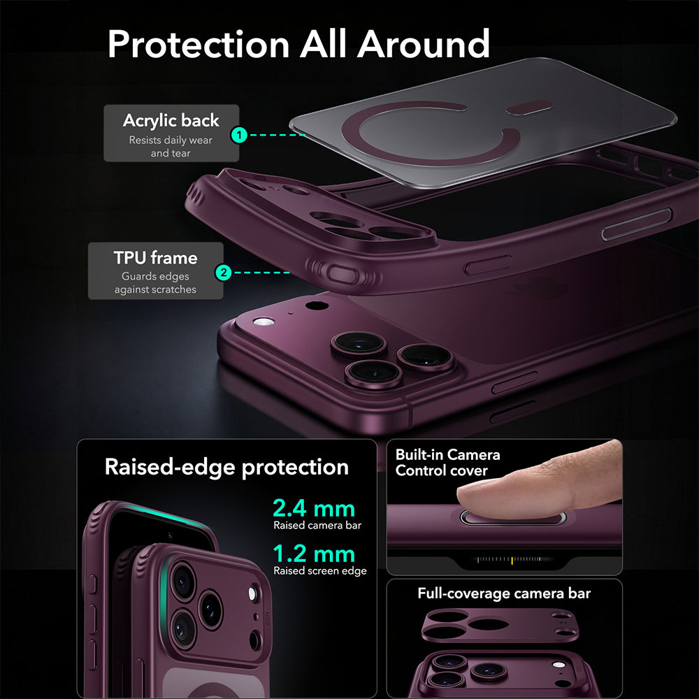 MagSafe ovitek za Apple iPhone 18 Pro Max / 17 Pro Max, ESR, Classic Hybrid, Temno bordo mat