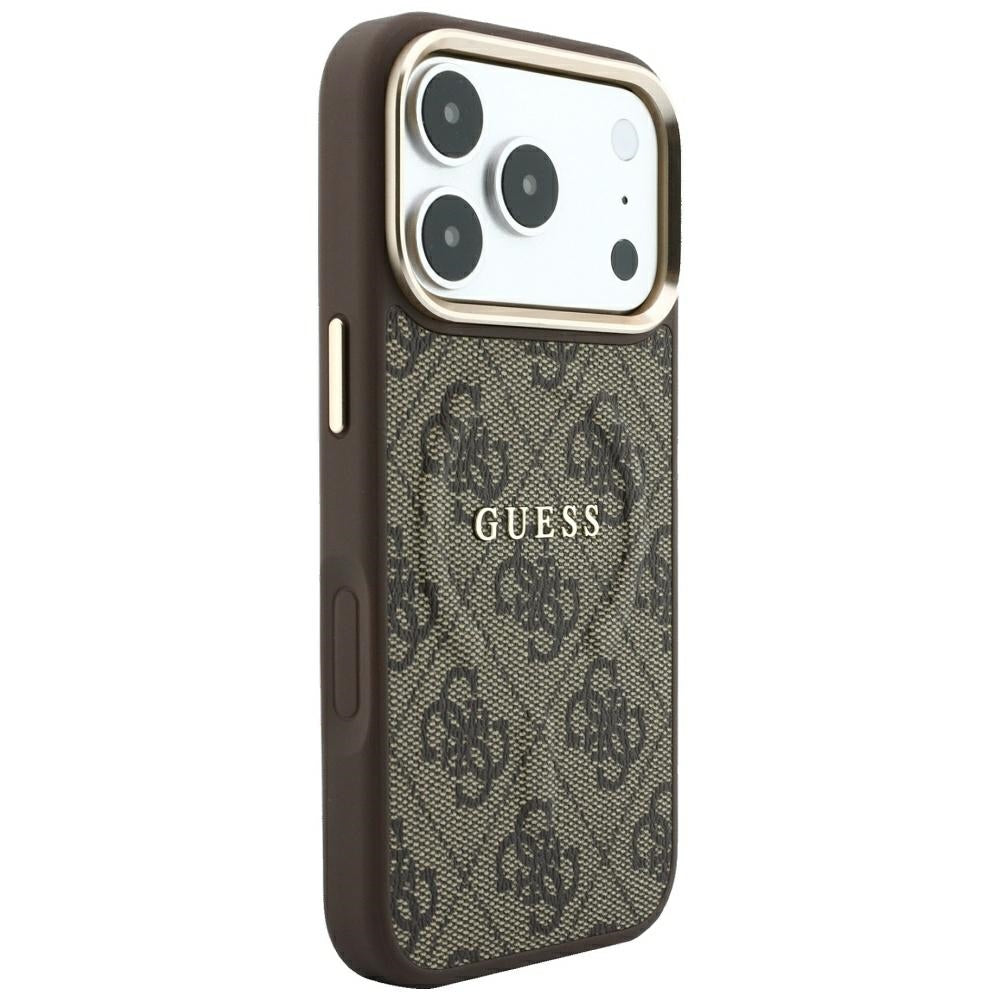 Ovitek MagSafe za Apple iPhone 18 Pro Max / 17 Pro Max, Guess, 4G Relief Classic, Rjav