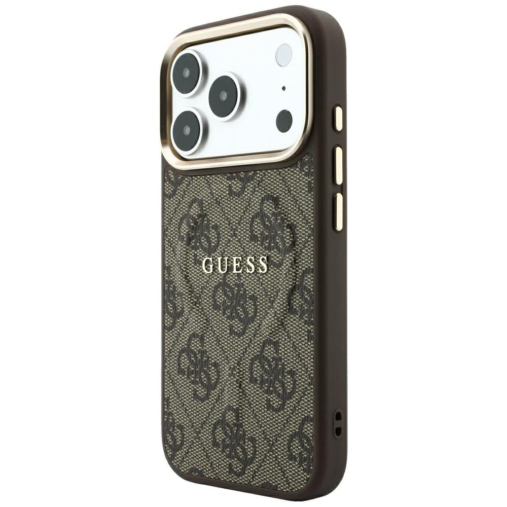 Ovitek MagSafe za Apple iPhone 18 Pro Max / 17 Pro Max, Guess, 4G Relief Classic, Rjav