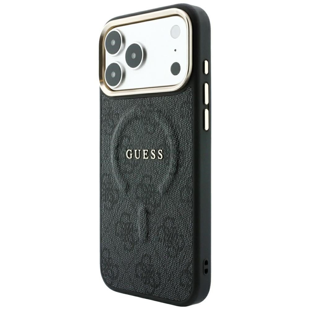 MagSafe ovitek za Apple iPhone 18 Pro Max / 17 Pro Max, Guess, 4G Relief Classic, Črn