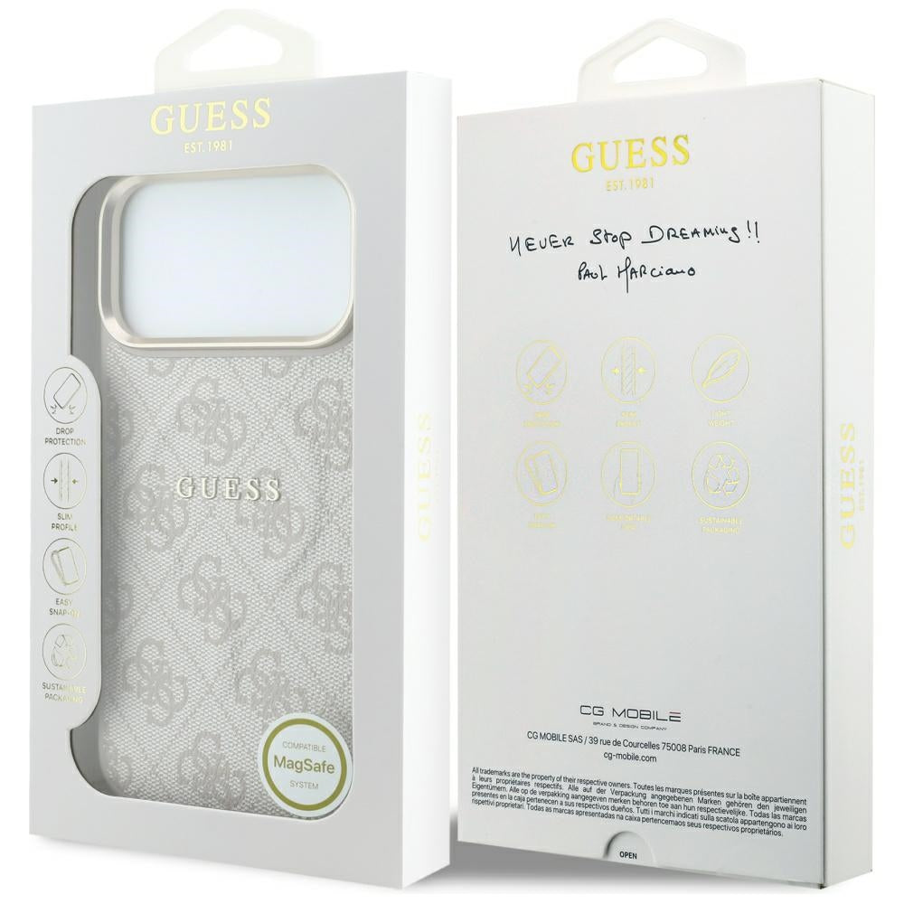 MagSafe ovitek za Apple iPhone 18 Pro Max / 17 Pro Max, Guess, 4G Relief Classic, Roza