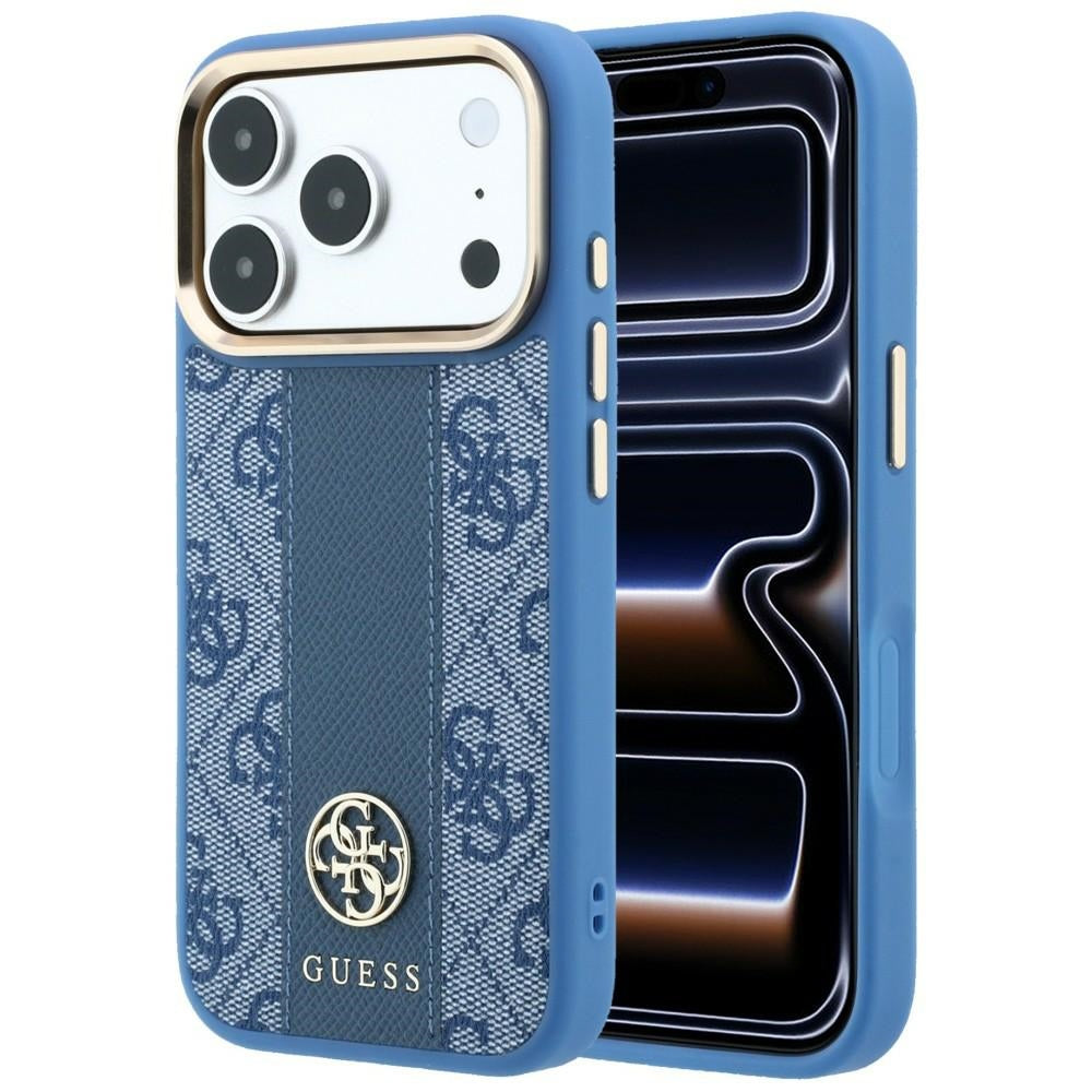 MagSafe ovitek za Apple iPhone 18 Pro Max / 17 Pro Max, Guess, 4G Stripe Round Classic Logo, modra