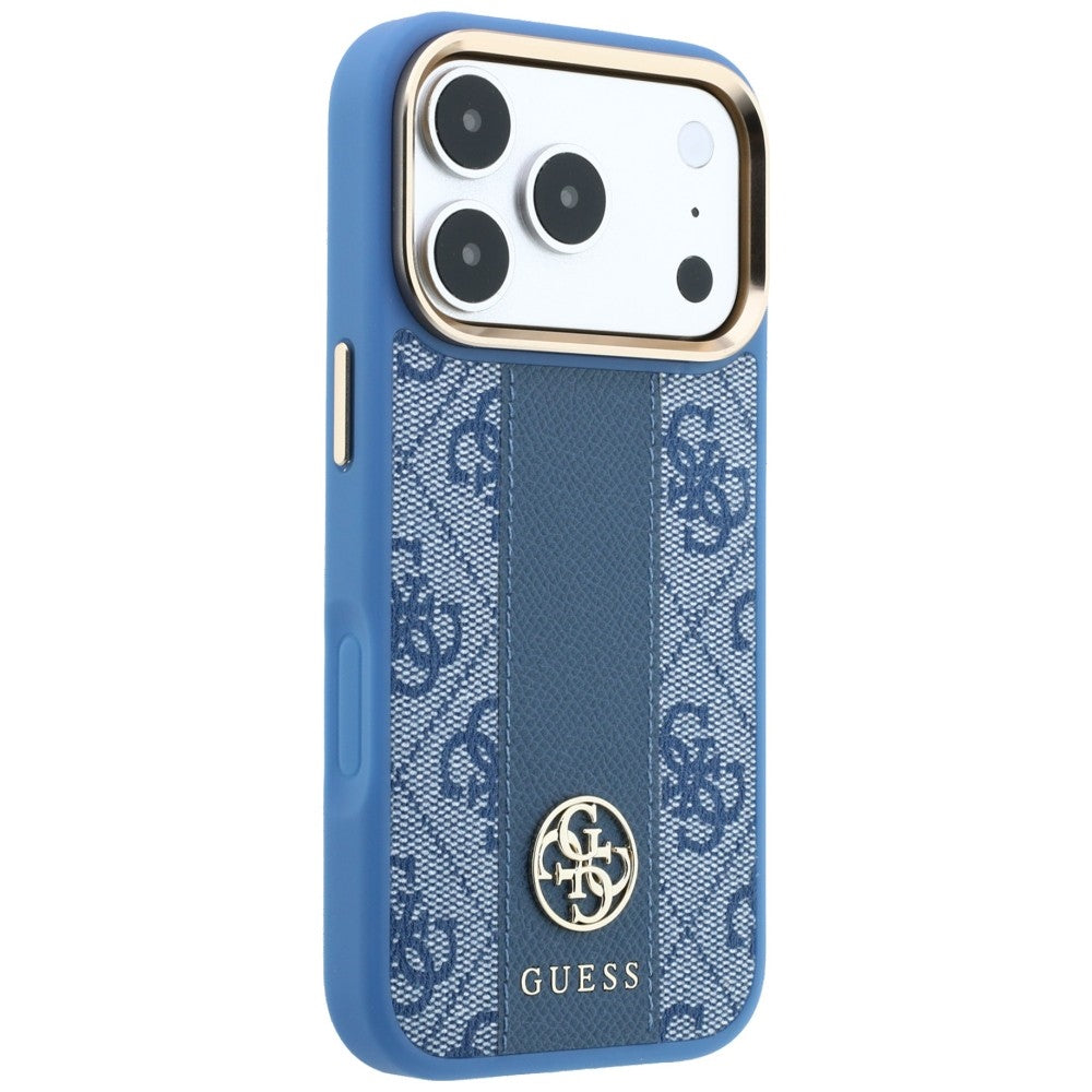 MagSafe ovitek za Apple iPhone 18 Pro Max / 17 Pro Max, Guess, 4G Stripe Round Classic Logo, modra