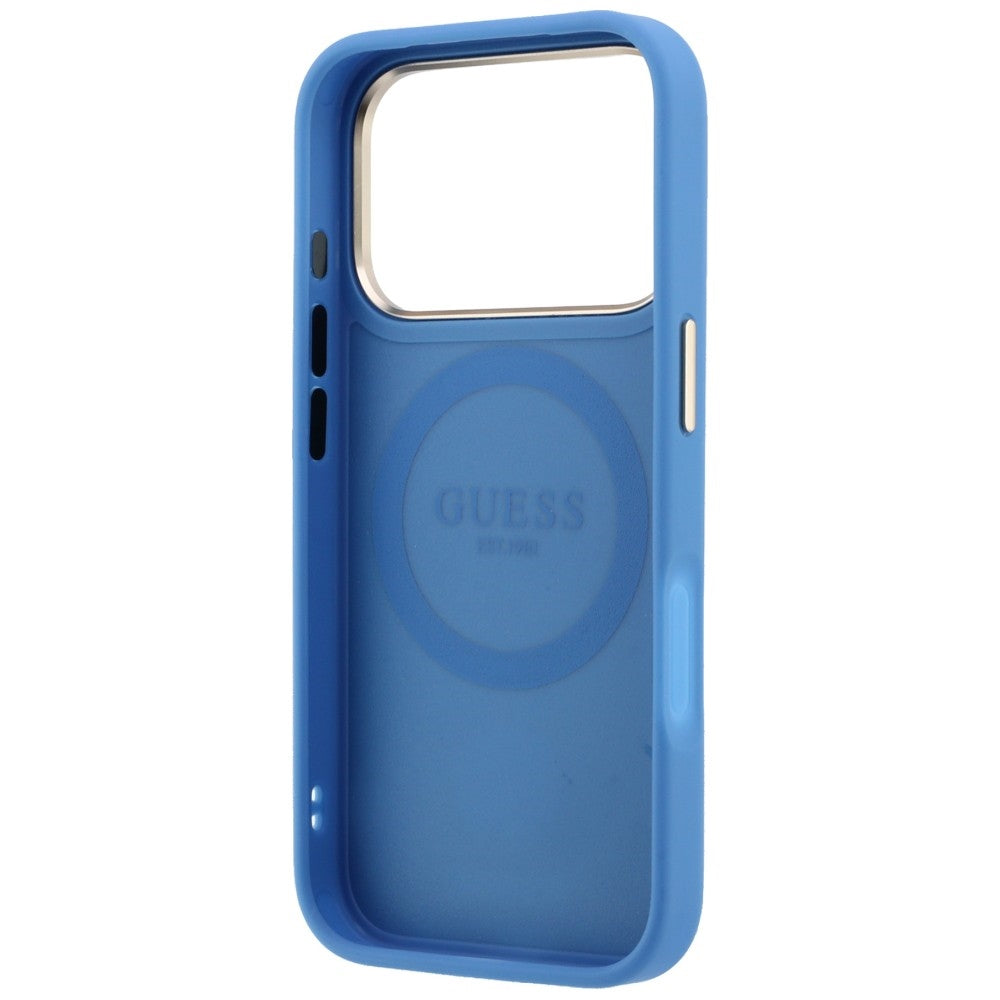 MagSafe ovitek za Apple iPhone 18 Pro Max / 17 Pro Max, Guess, 4G Stripe Round Classic Logo, modra