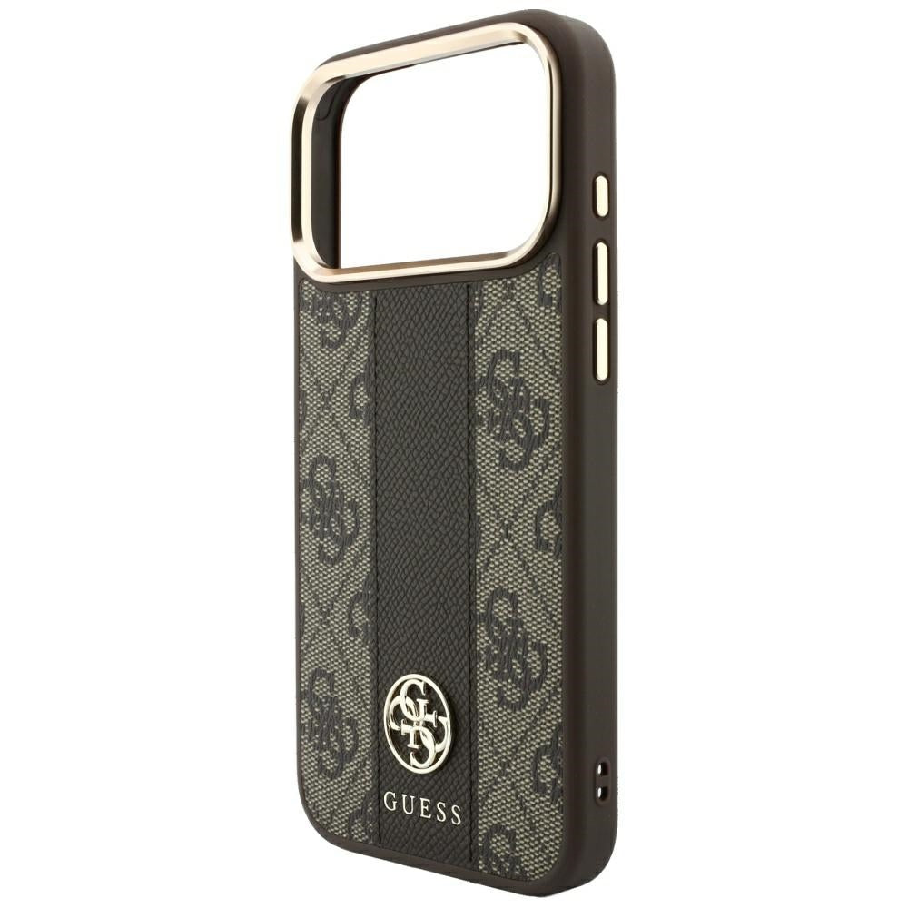 MagSafe ovitek za Apple iPhone 18 Pro Max / 17 Pro Max, Guess, 4G Stripe Round Classic Logo, rjav