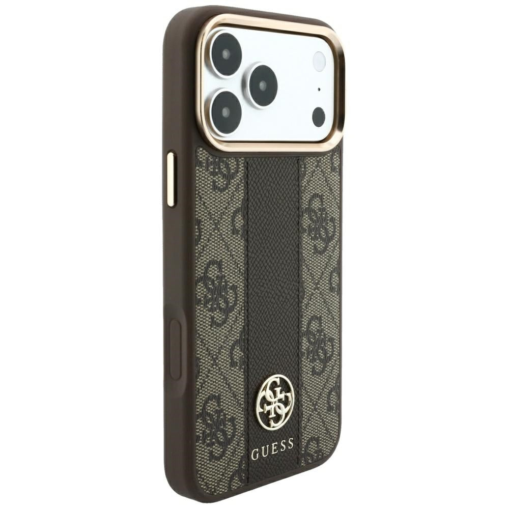 MagSafe ovitek za Apple iPhone 18 Pro Max / 17 Pro Max, Guess, 4G Stripe Round Classic Logo, rjav