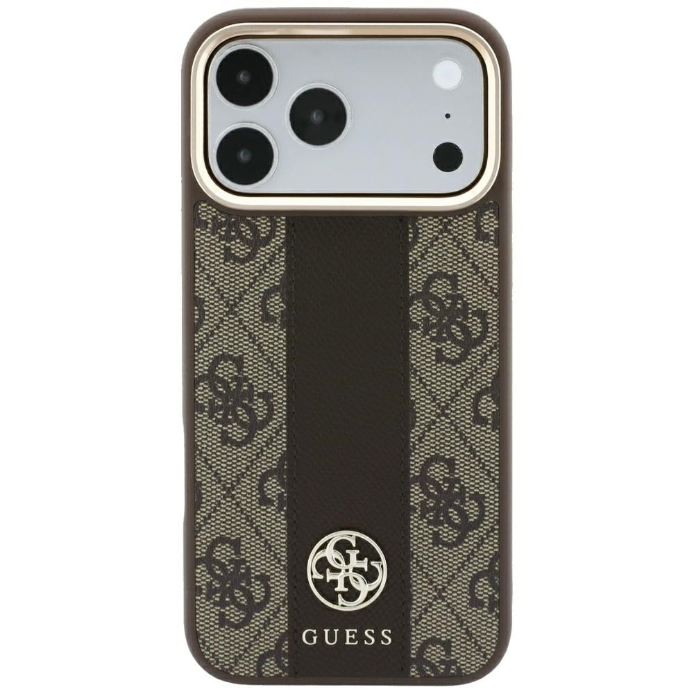 MagSafe ovitek za Apple iPhone 18 Pro Max / 17 Pro Max, Guess, 4G Stripe Round Classic Logo, rjav