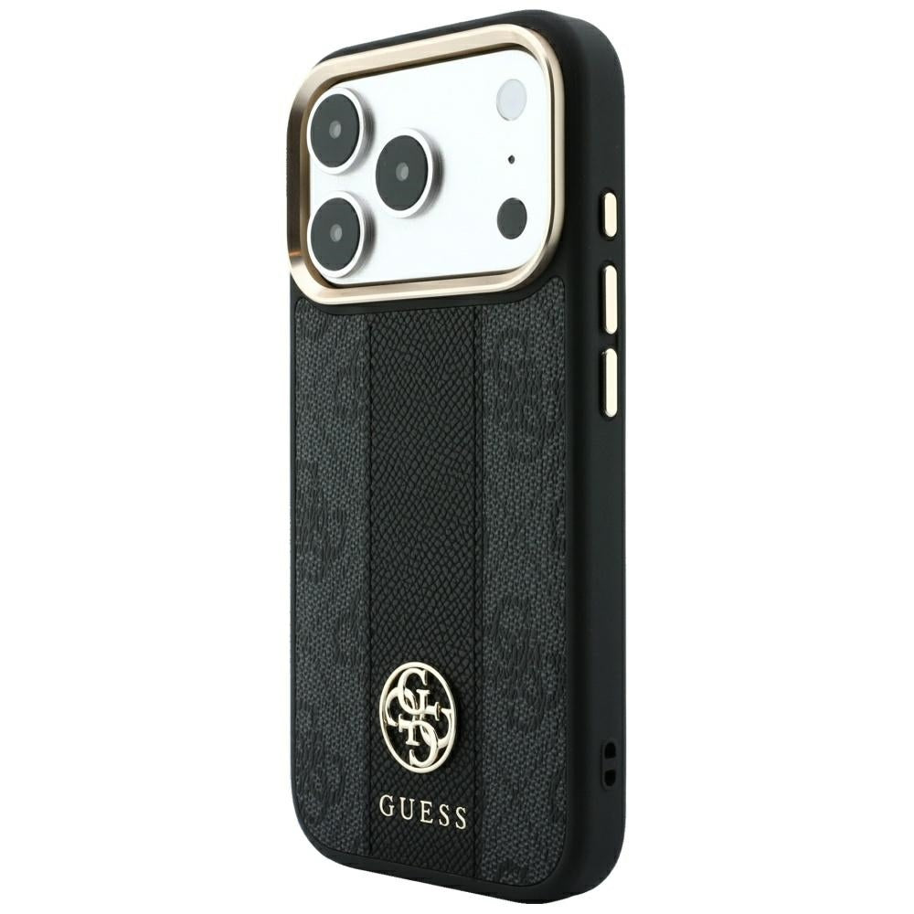 MagSafe ovitek za Apple iPhone 18 Pro Max / 17 Pro Max, Guess, 4G Stripe Round Classic Logo, Črn