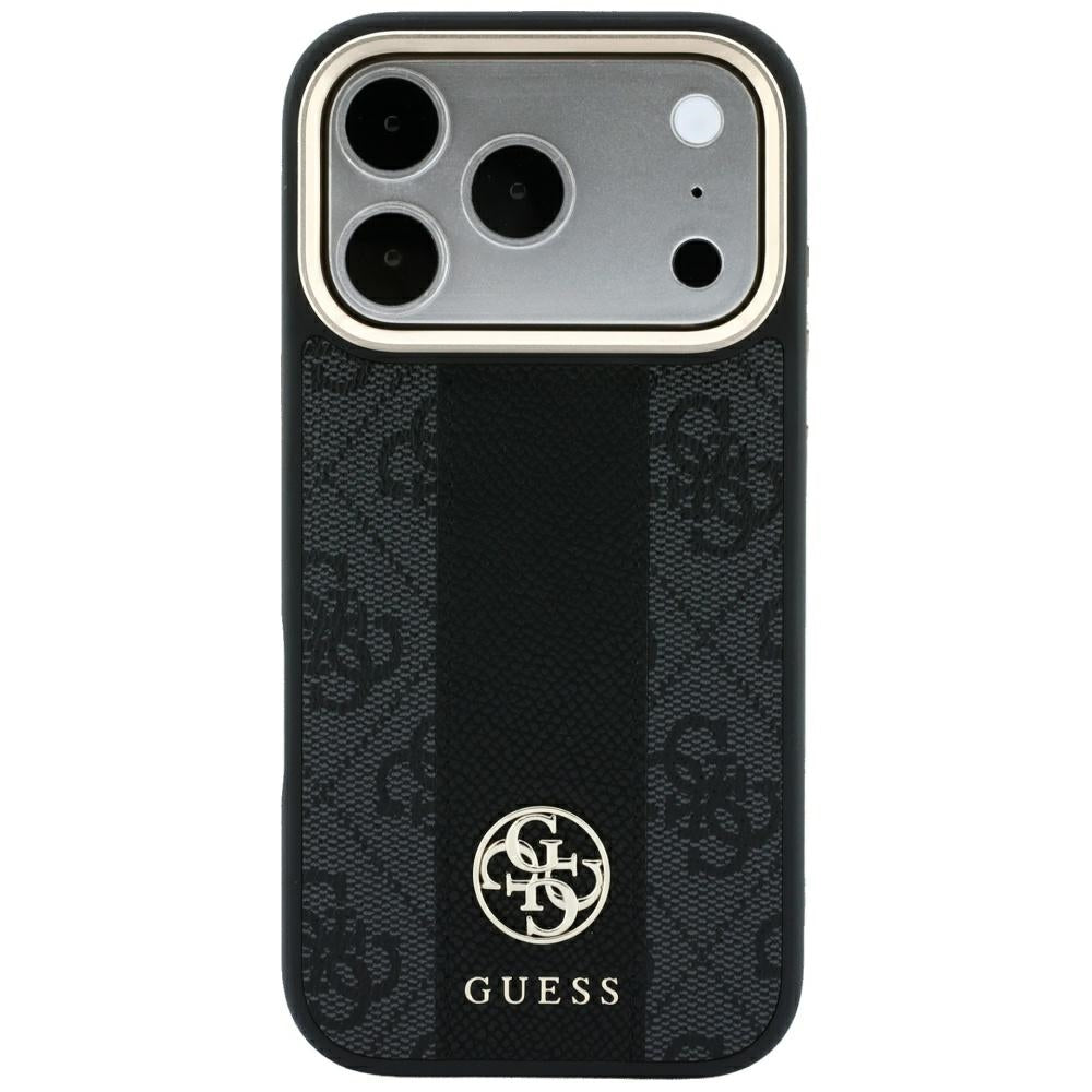 MagSafe ovitek za Apple iPhone 18 Pro Max / 17 Pro Max, Guess, 4G Stripe Round Classic Logo, Črn
