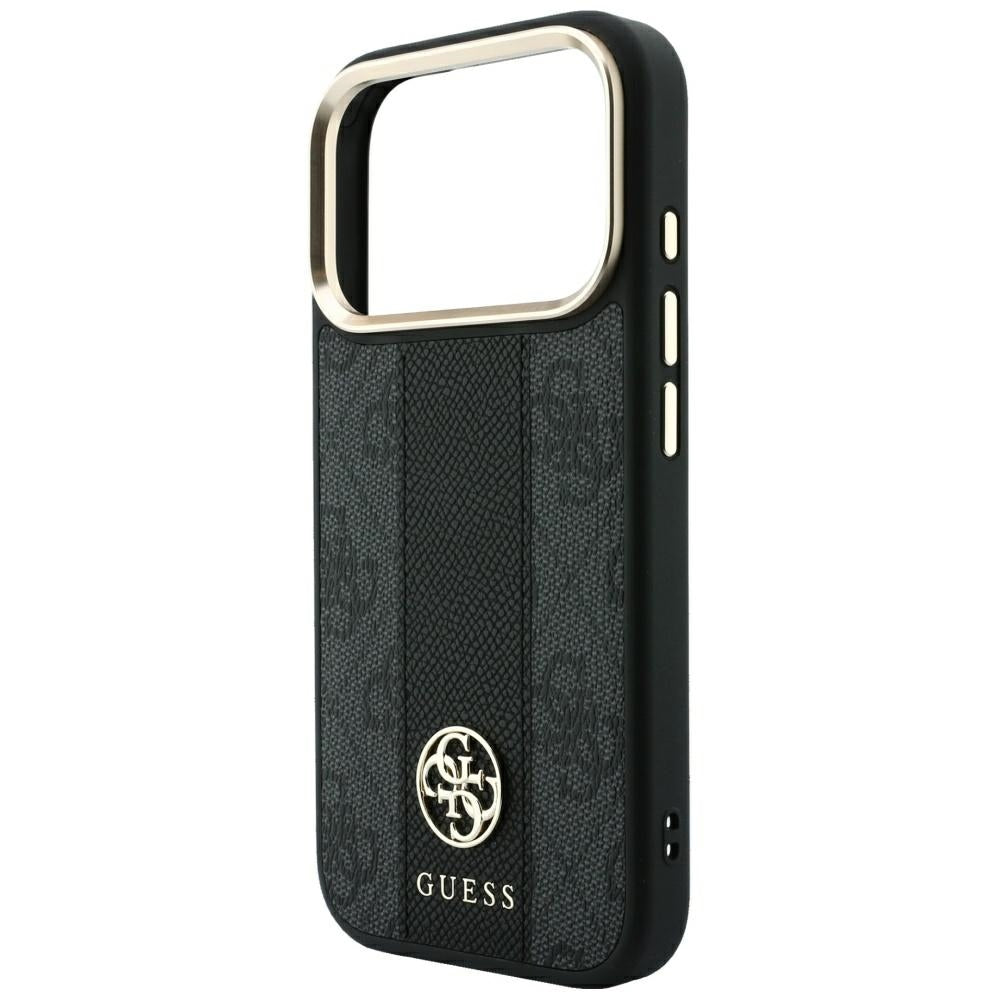 MagSafe ovitek za Apple iPhone 18 Pro Max / 17 Pro Max, Guess, 4G Stripe Round Classic Logo, Črn