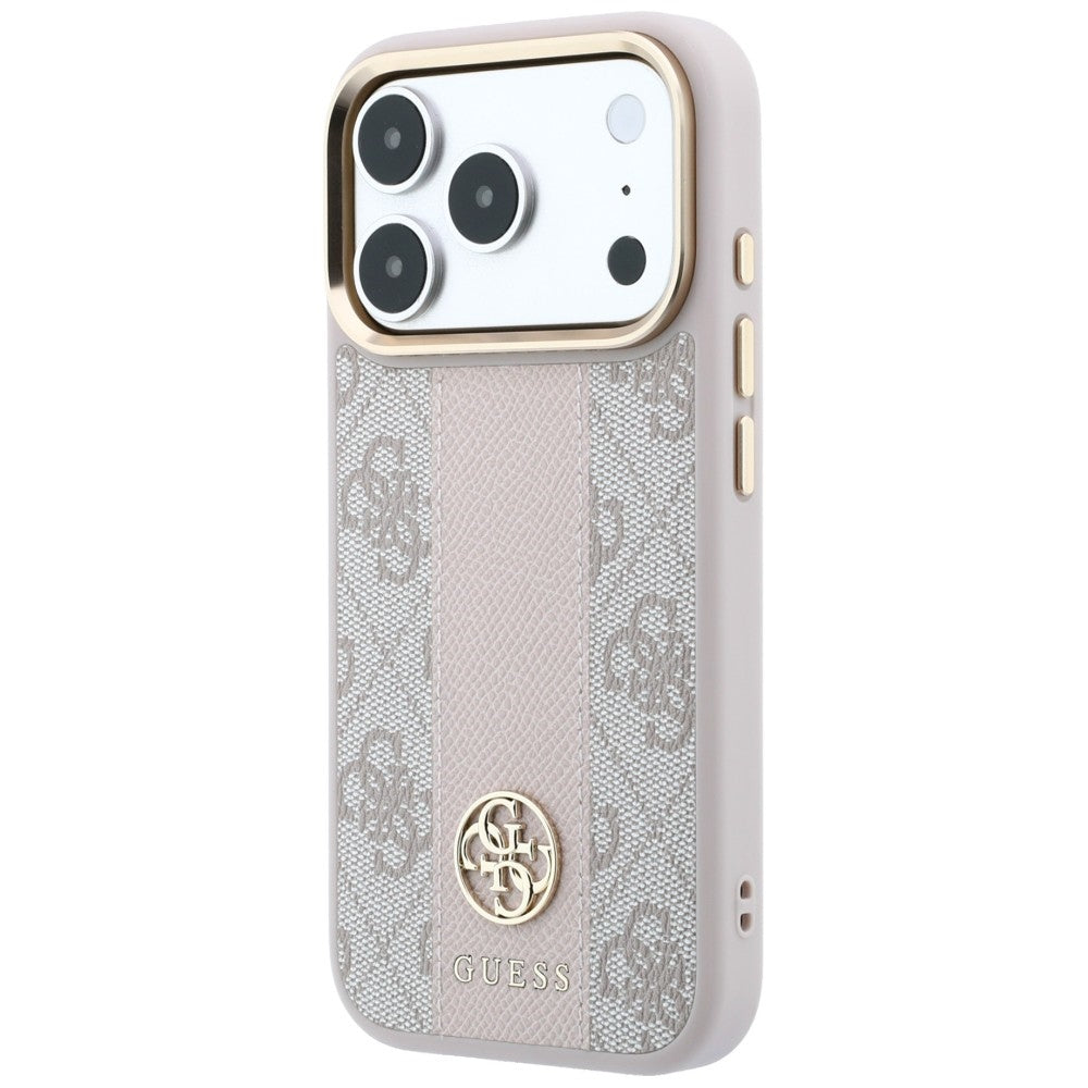 MagSafe ovitek za Apple iPhone 18 Pro Max / 17 Pro Max, Guess, 4G Stripe Round Classic Logo, Roza