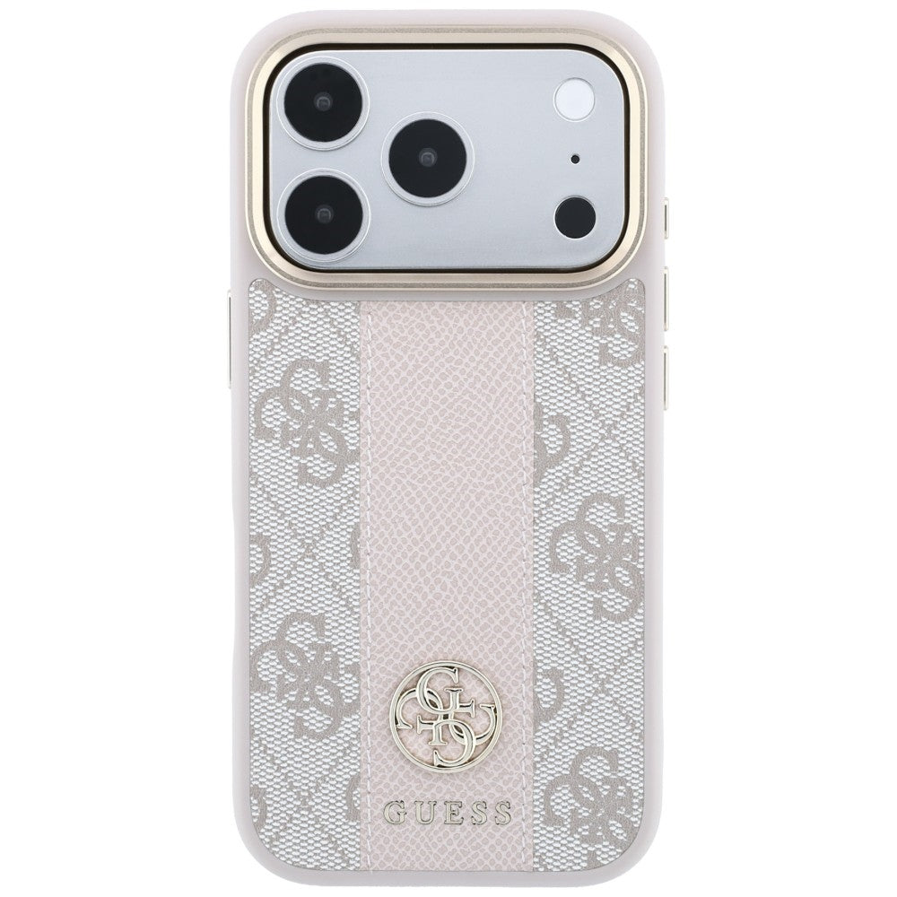 MagSafe ovitek za Apple iPhone 18 Pro Max / 17 Pro Max, Guess, 4G Stripe Round Classic Logo, Roza