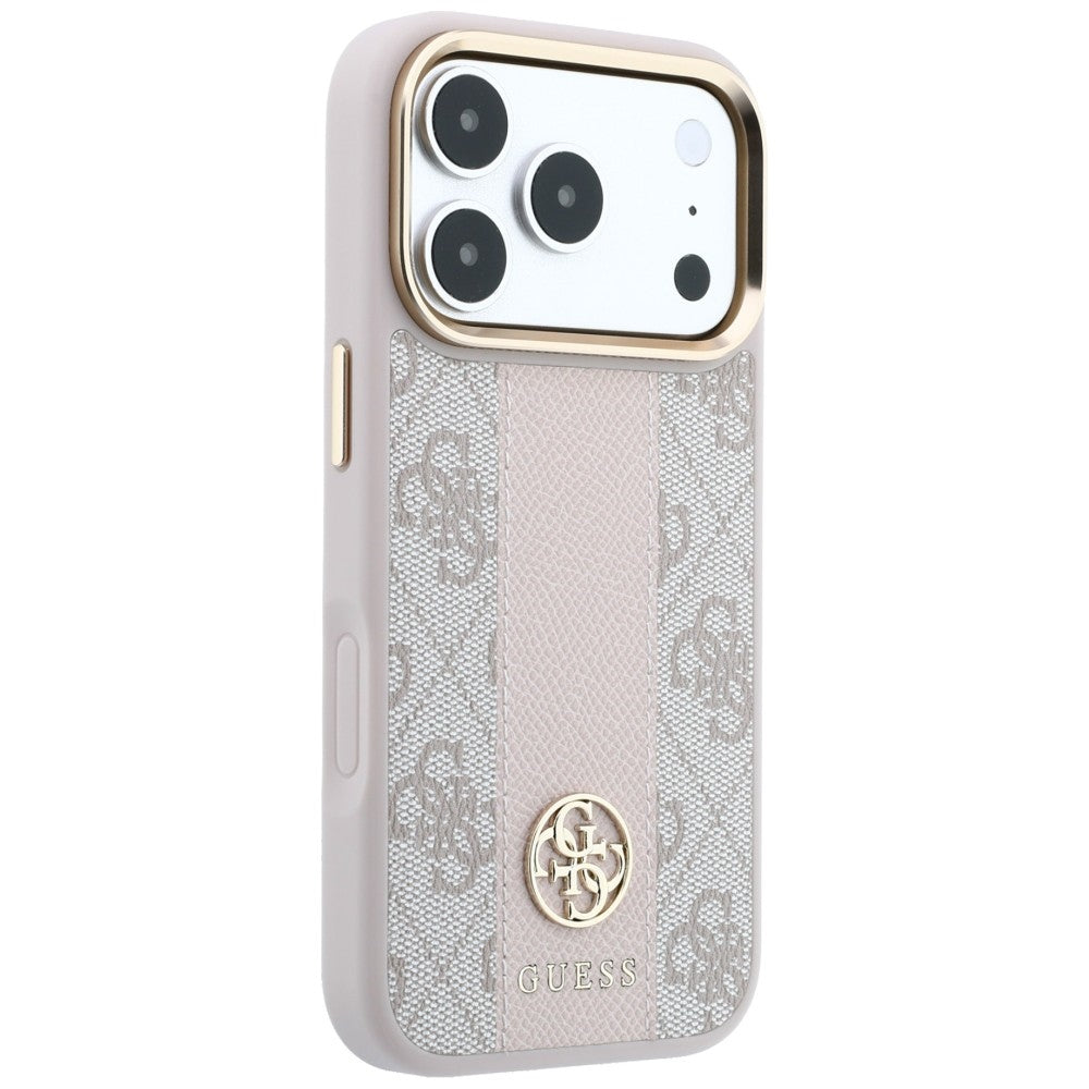 MagSafe ovitek za Apple iPhone 18 Pro Max / 17 Pro Max, Guess, 4G Stripe Round Classic Logo, Roza