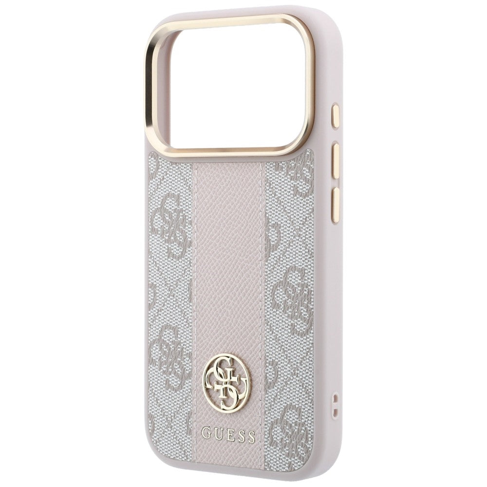 MagSafe ovitek za Apple iPhone 18 Pro Max / 17 Pro Max, Guess, 4G Stripe Round Classic Logo, Roza
