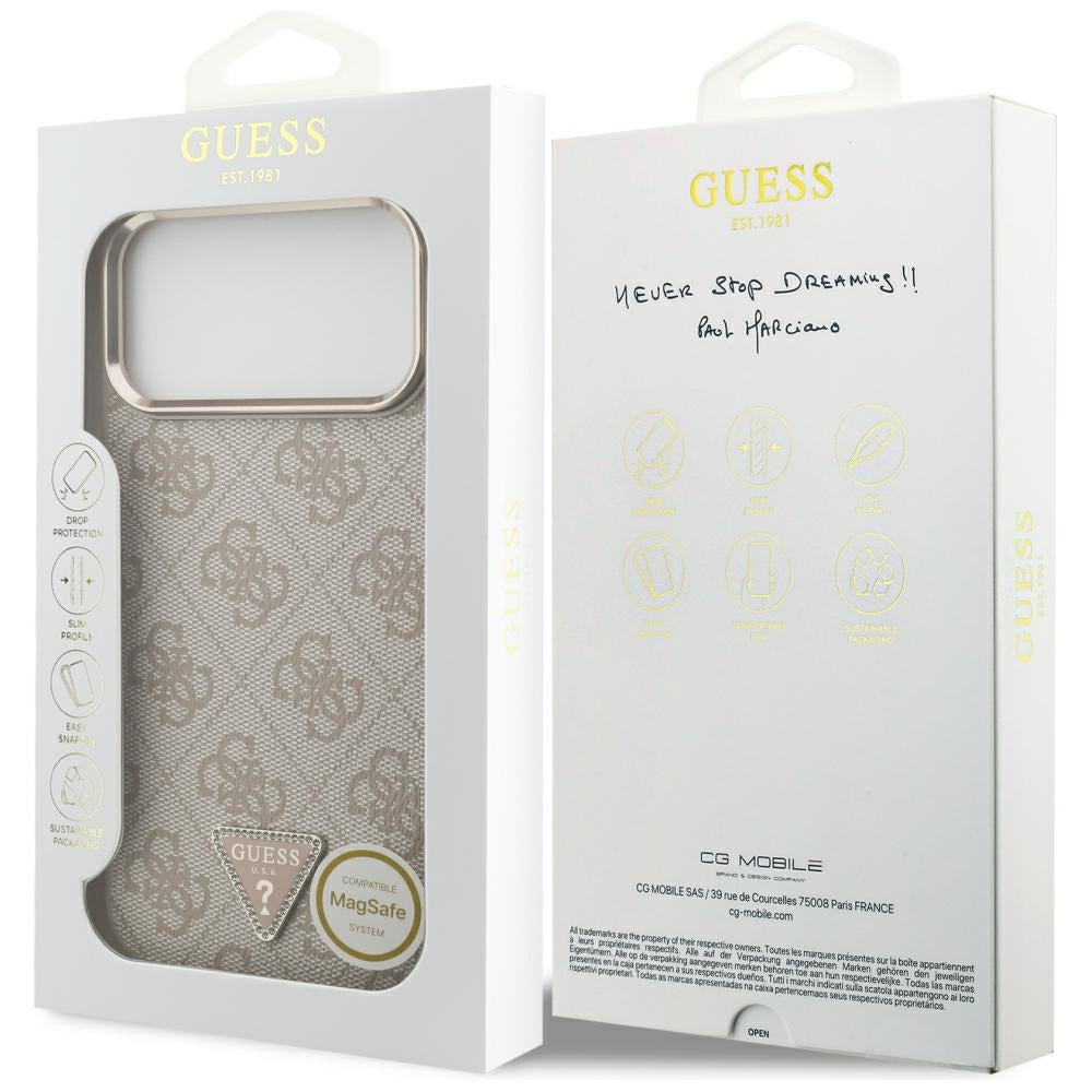 MagSafe ovitek za Apple iPhone 18 Pro Max / 17 Pro Max, Guess, 4G Triangle Logo, roza