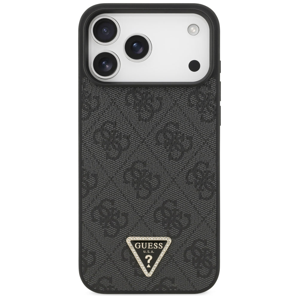MagSafe ovitek za Apple iPhone 18 Pro Max / 17 Pro Max, Guess, 4G Triangle Strass, Črn
