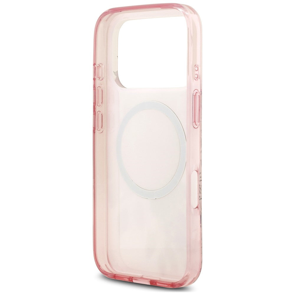 Ovitek MagSafe za Apple iPhone 18 Pro Max / 17 Pro Max, Guess, IML Flower & Tonal Circle, rožnat