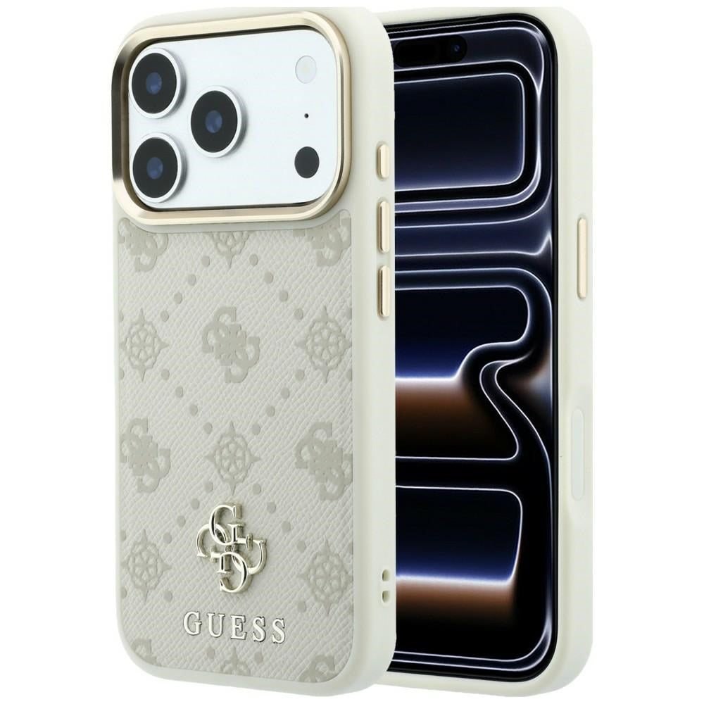 Ovitek MagSafe za Apple iPhone 18 Pro Max / 17 Pro Max, Guess, Peony 4G majhen logotip, bež