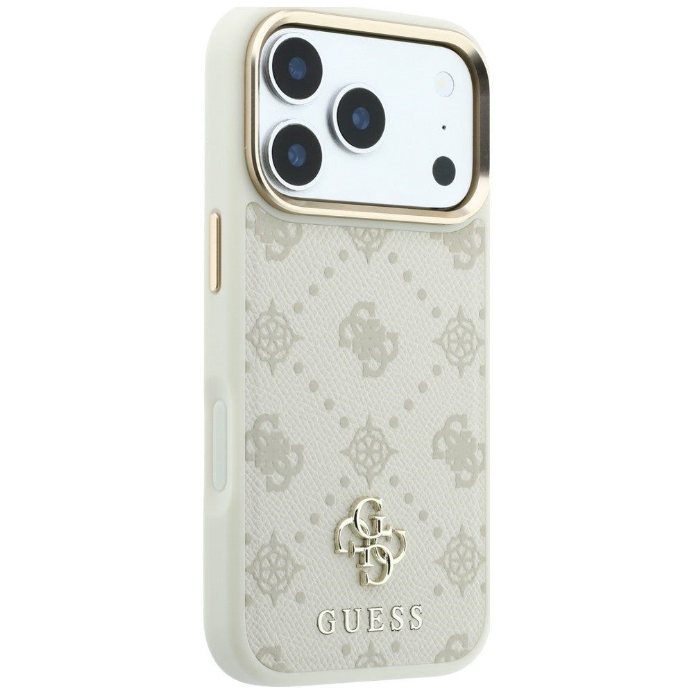 Ovitek MagSafe za Apple iPhone 18 Pro Max / 17 Pro Max, Guess, Peony 4G majhen logotip, bež