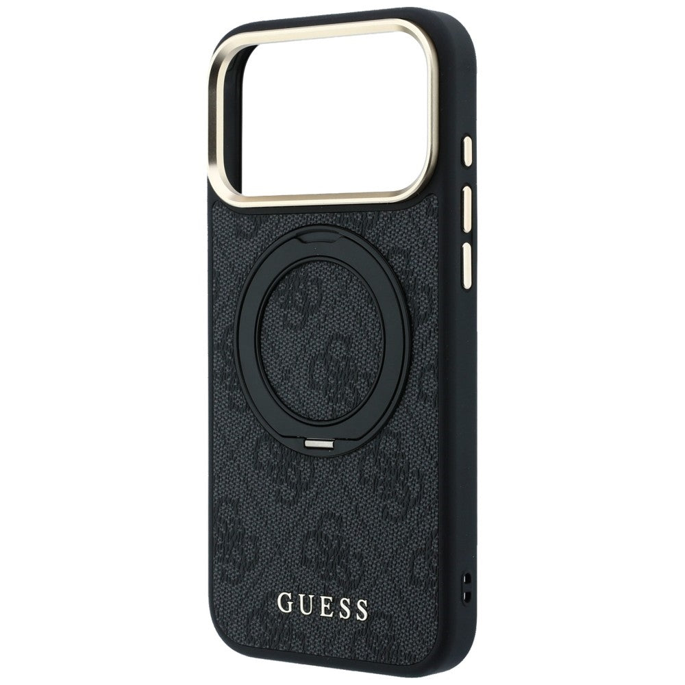 MagSafe ovitek za Apple iPhone 18 Pro Max / 17 Pro Max, Guess, Ring Stand Classic Logo, Črn