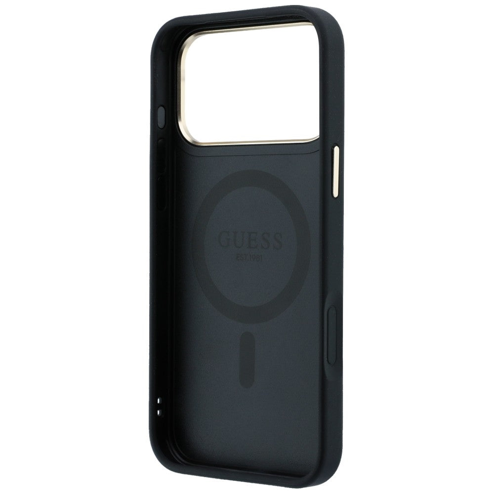 MagSafe ovitek za Apple iPhone 18 Pro Max / 17 Pro Max, Guess, Ring Stand Classic Logo, Črn