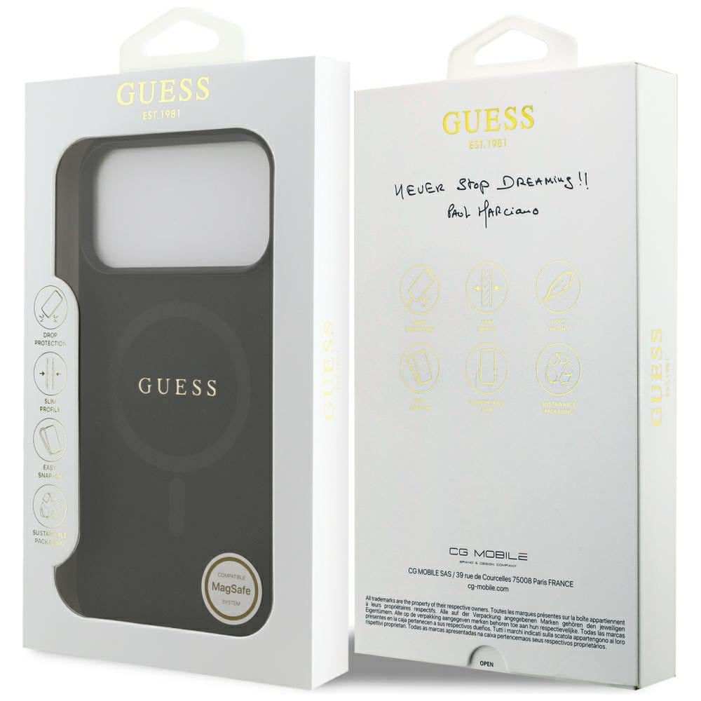 MagSafe ovitek za Apple iPhone 18 Pro Max / 17 Pro Max, Guess, Saffiano, Črn