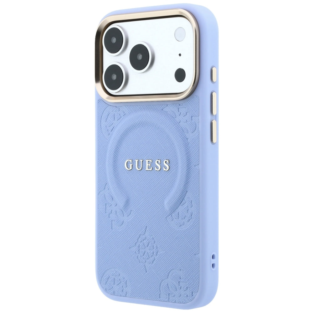 Ovitek MagSafe za Apple iPhone 18 Pro Max / 17 Pro Max, Guess, Saffiano Peony Ring, Bleu