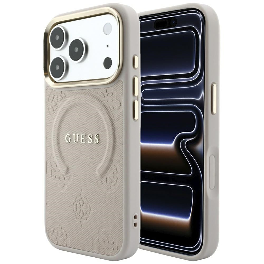 MagSafe ovitek za Apple iPhone 18 Pro Max / 17 Pro Max, Guess, Saffiano Peony Ring, roza