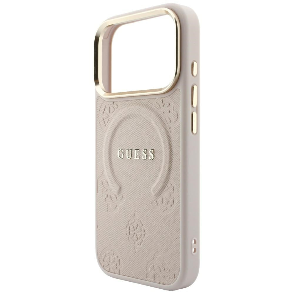 MagSafe ovitek za Apple iPhone 18 Pro Max / 17 Pro Max, Guess, Saffiano Peony Ring, roza