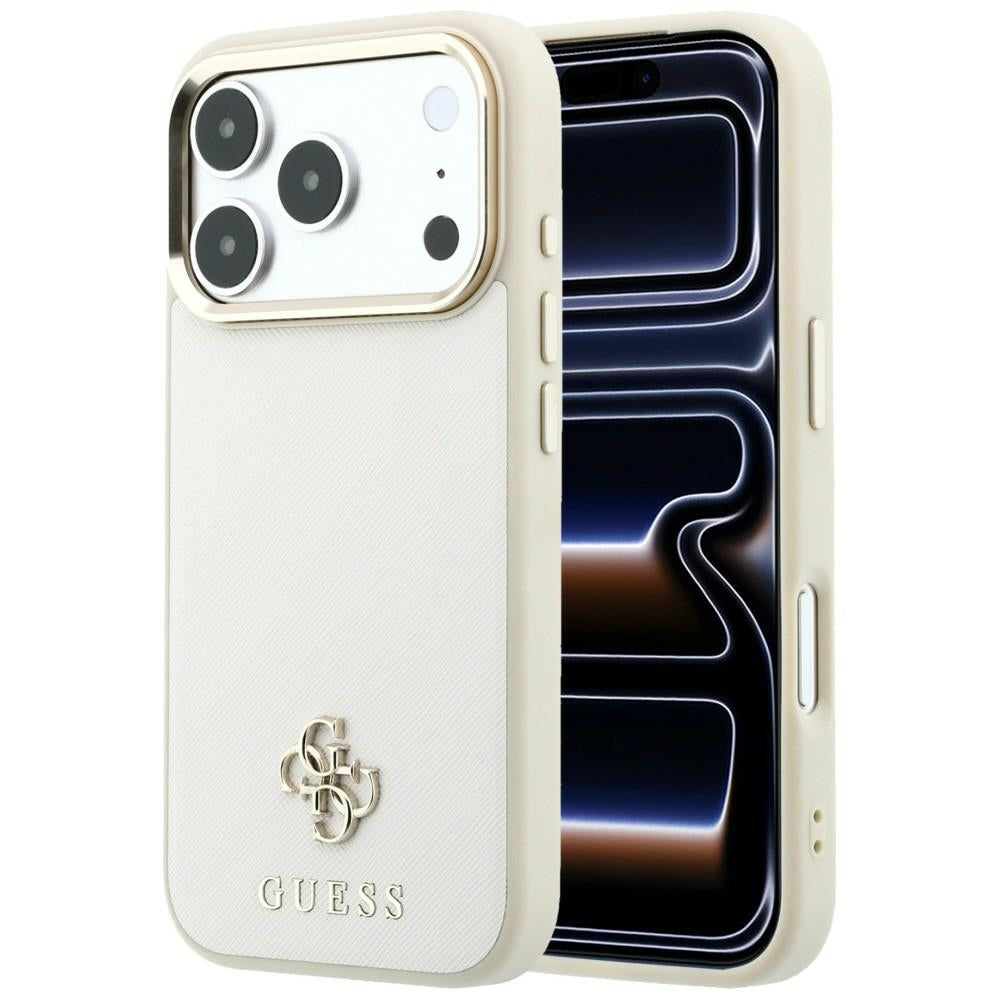 Ovitek MagSafe za Apple iPhone 18 Pro Max / 17 Pro Max, Guess, Saffiano Small 4G Classic, Bež
