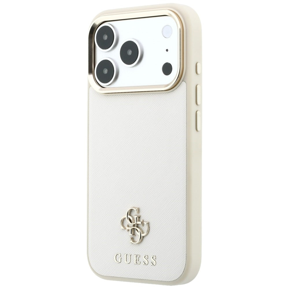 Ovitek MagSafe za Apple iPhone 18 Pro Max / 17 Pro Max, Guess, Saffiano Small 4G Classic, Bež