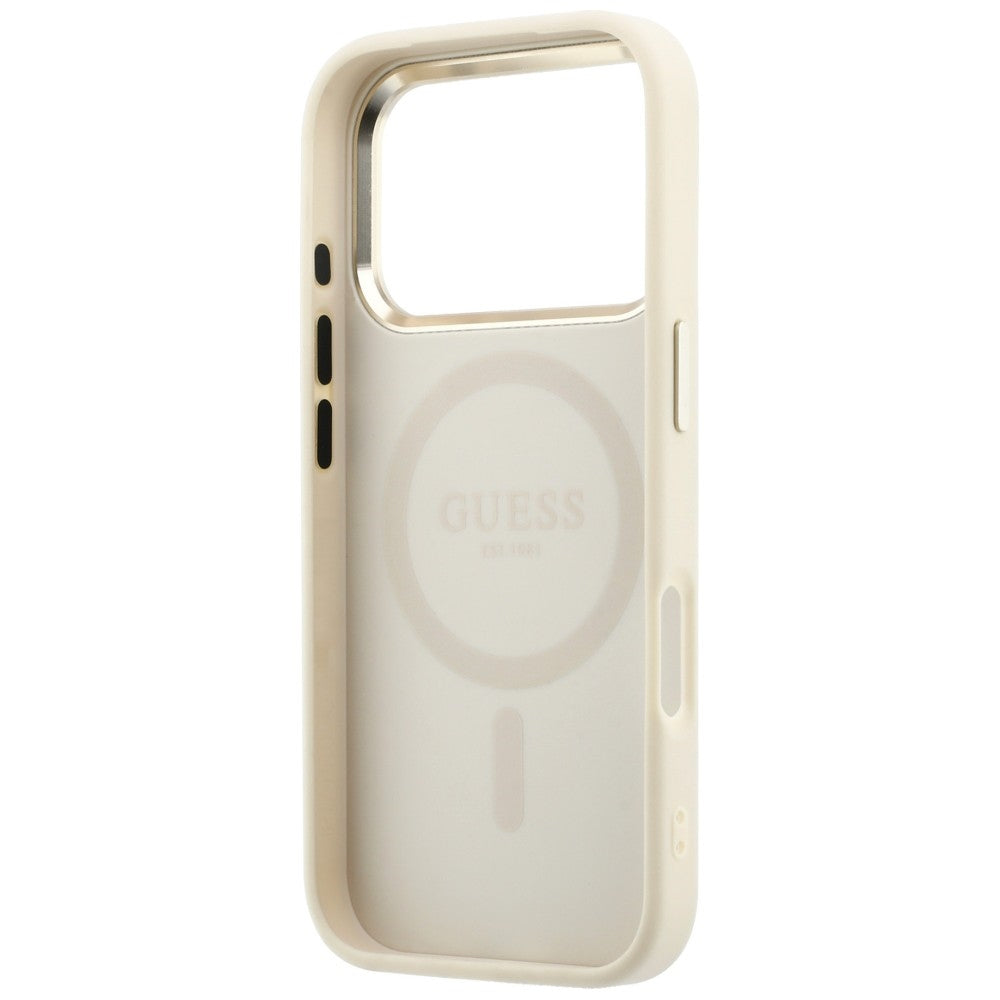 Ovitek MagSafe za Apple iPhone 18 Pro Max / 17 Pro Max, Guess, Saffiano Small 4G Classic, Bež