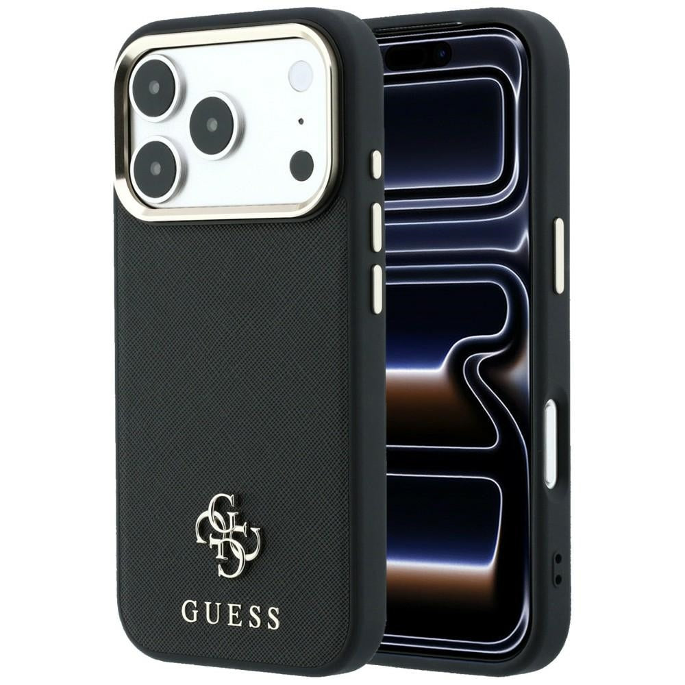 MagSafe ovitek za Apple iPhone 18 Pro Max / 17 Pro Max, Guess, Saffiano Small 4G Classic, Črn