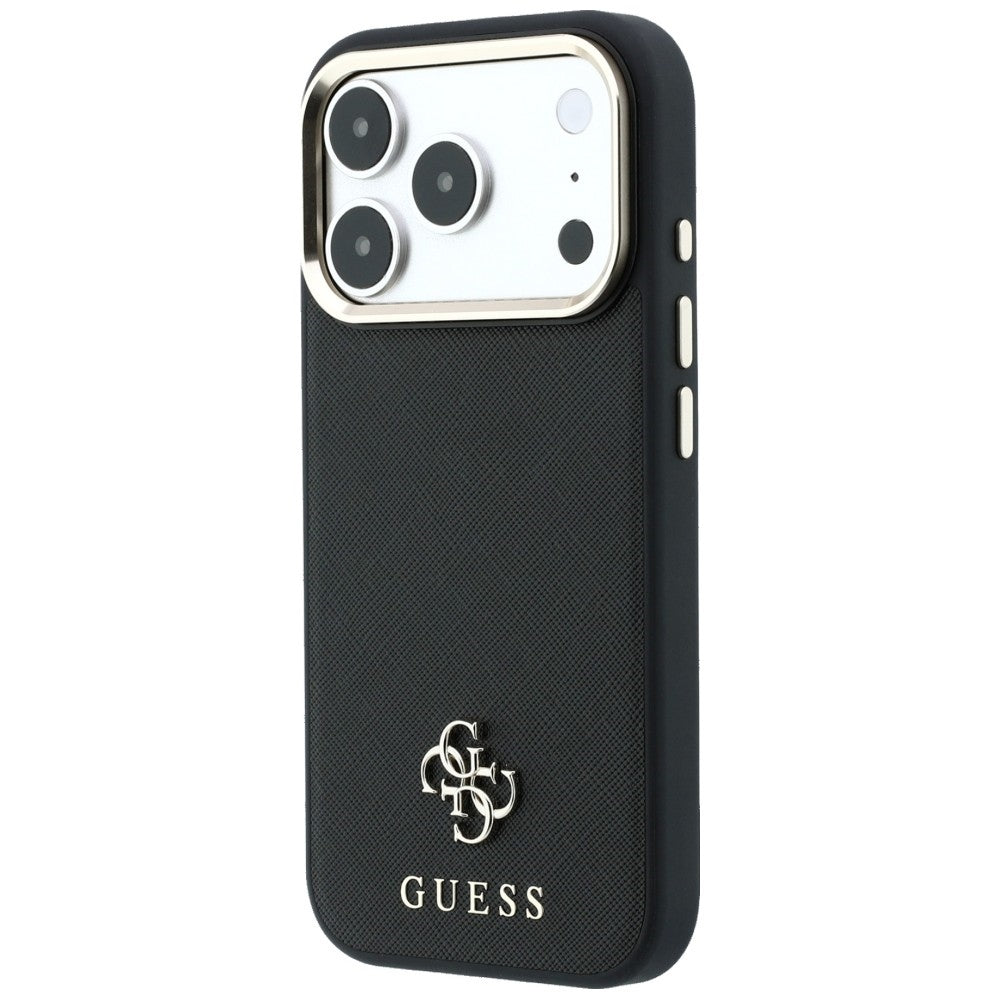 MagSafe ovitek za Apple iPhone 18 Pro Max / 17 Pro Max, Guess, Saffiano Small 4G Classic, Črn